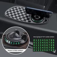 3 in 1 Car Dashboard Phone Holder 360-Degree Rotation with Phone Anti Plate Number Mount Parking Slip with Mat Washable Car W7M0