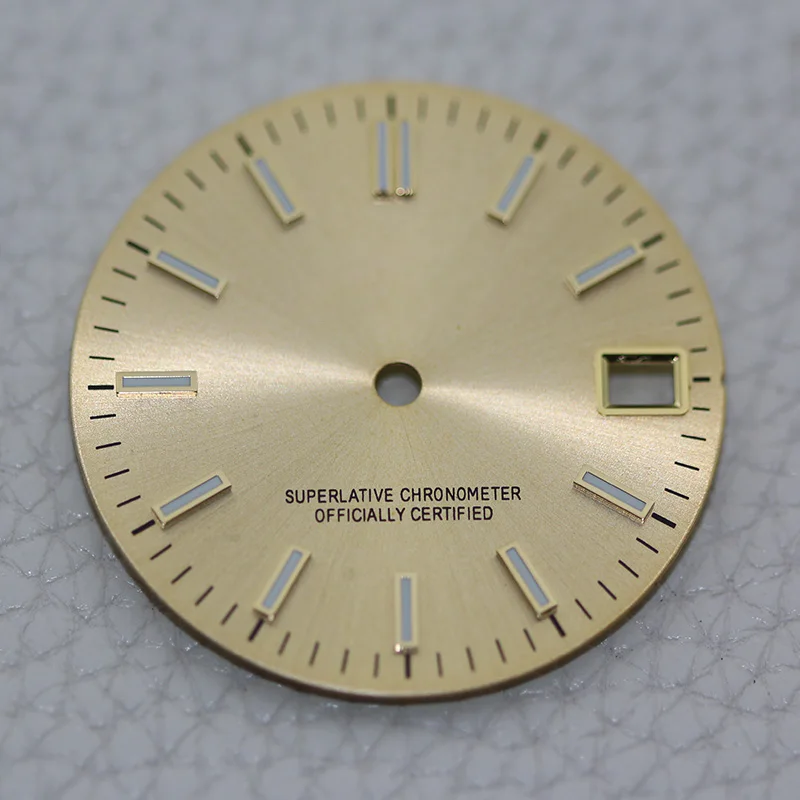28.5mm Cadran Sunburst Yellow Date Just Dial NH35 S Logo Dress Watch Face DIY Mod Repair Parts