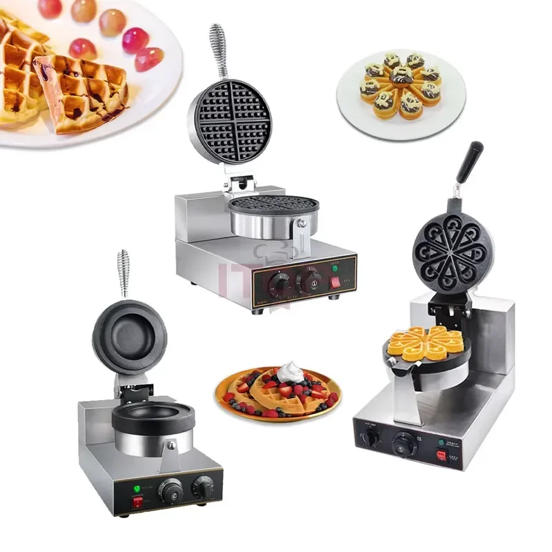 2026 Cheap Drop-shaped Rotary Waffle Stove 1300W Rotary Waffle Machine 220/110V Commercial Waffle Maker