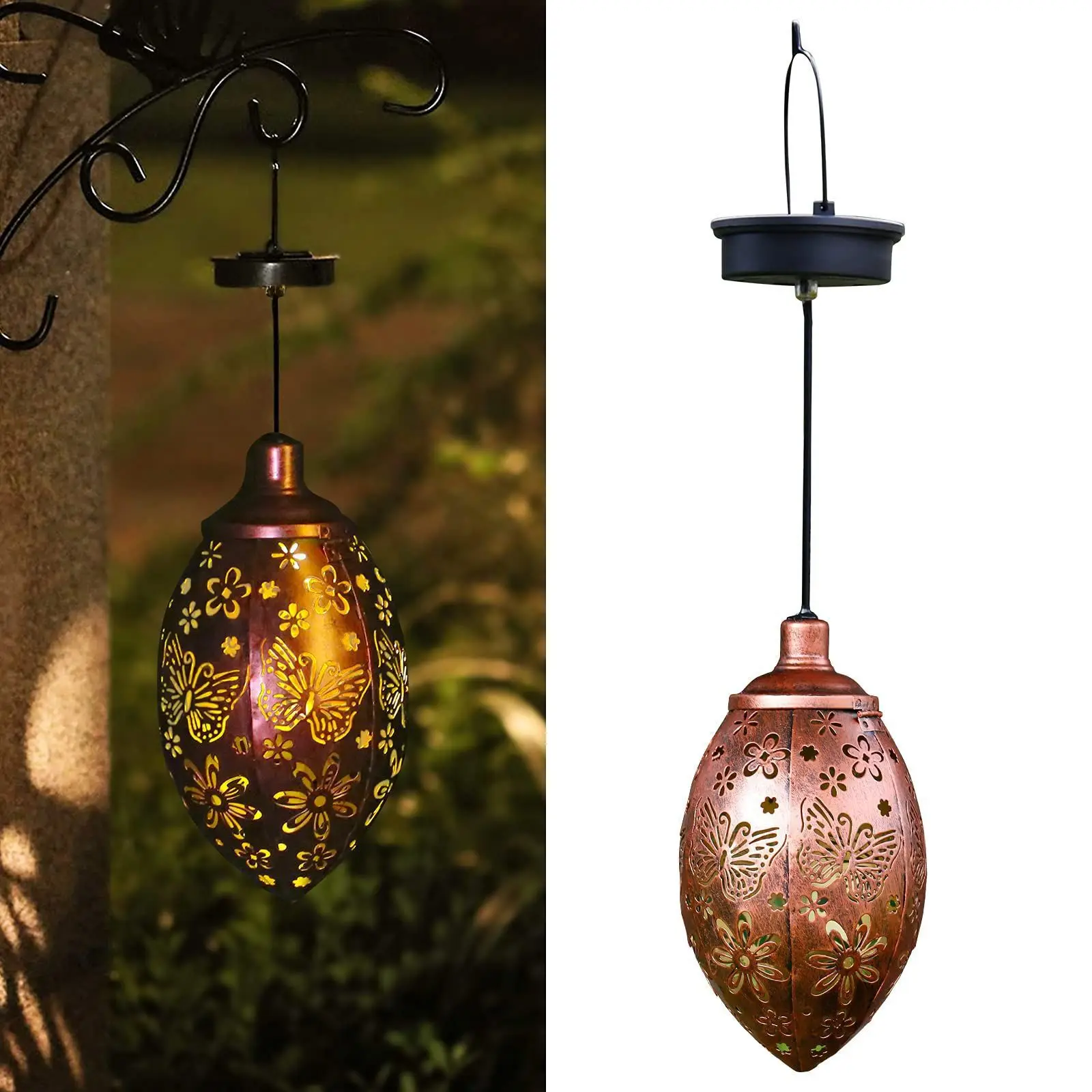 

Iron Art Solar Light Droplet Butterfly Projection Light Outdoor Courtyard Garden Lawn Landscape Decoration Hanging Light