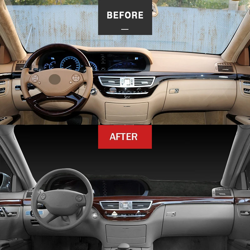 

Custom in Alcantara Car Dashboard Cover for Mercedes-Benz S Class 300 350 400 500 600 2008-2012 Mat Shade Cushion Pad Carpets