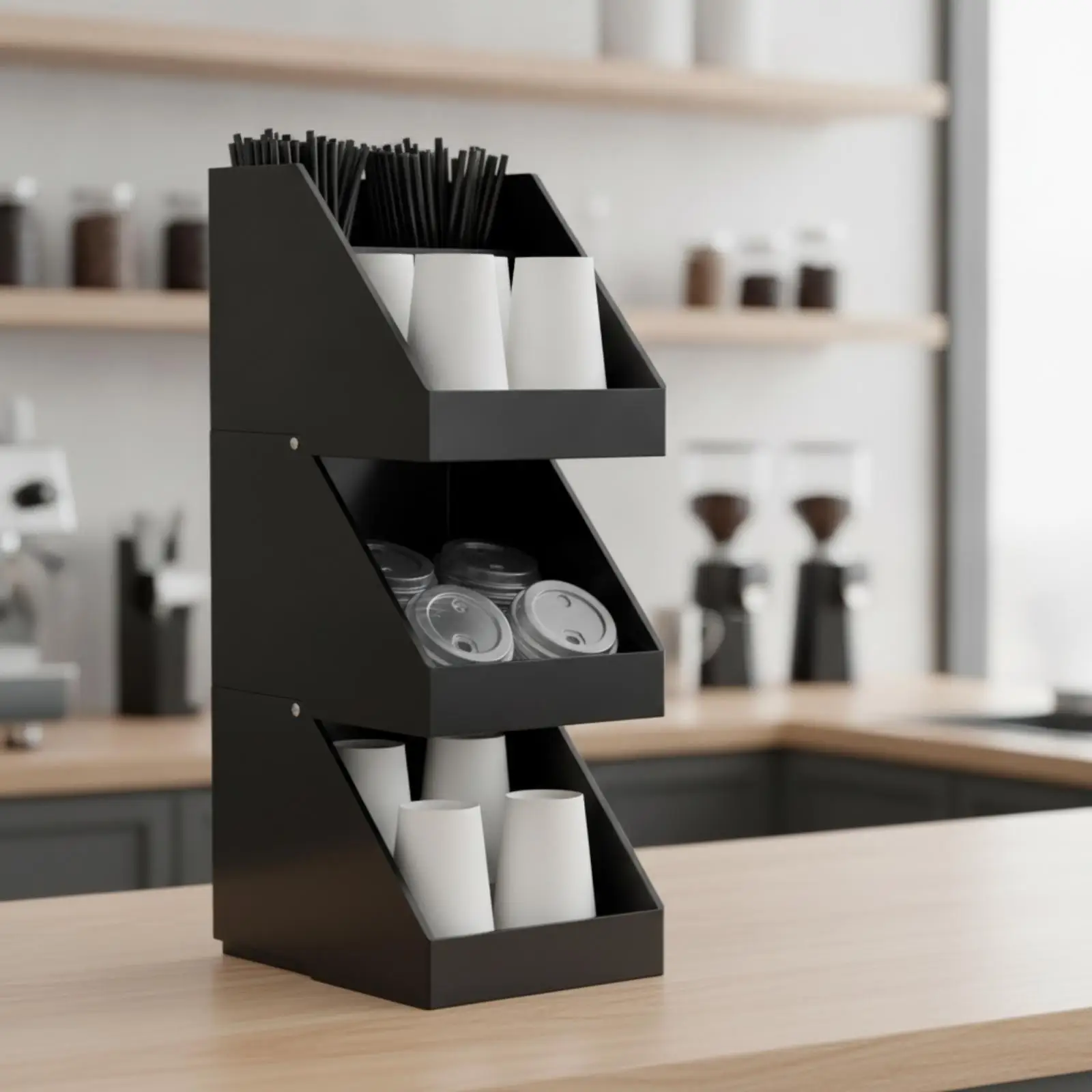 Compact Cup and Lid Holder Slanted Storage Holder Sturdy Rack Stable for Offices