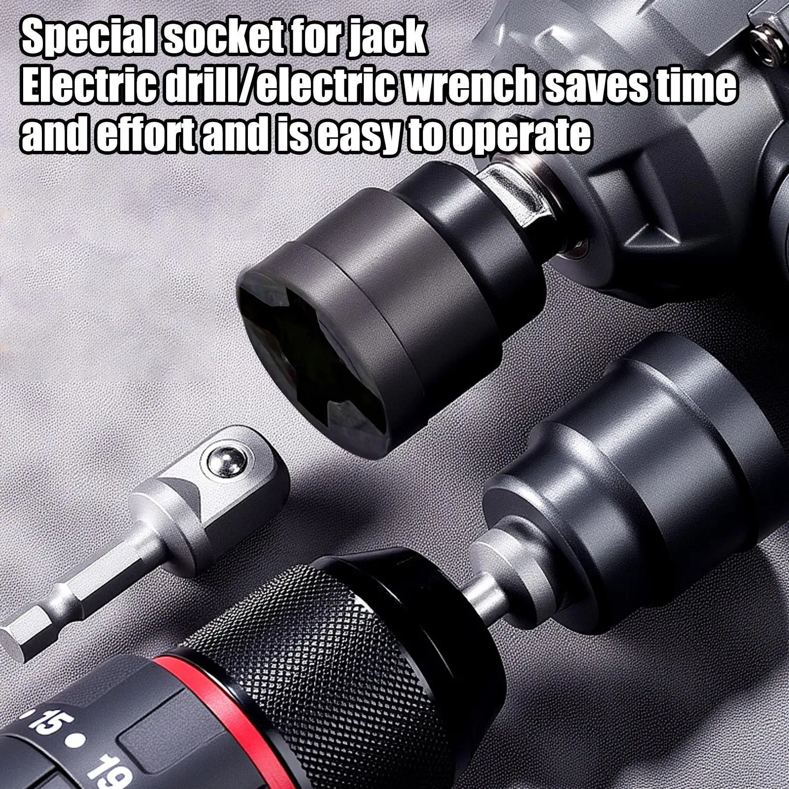 Car Scissor Jack Adapter Heavy-Duty Car Electric Wrench Jack Socket Labor-saving Steel Impact Wrench Tool Car Jack Lifting Tool