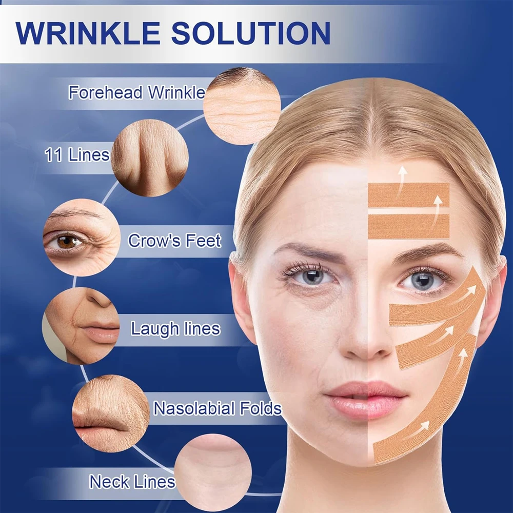 2 Rollen Myofasziale Lift-Tape für das Gesicht, Facelift-Tape, Toning-Gürtel für das Gesicht, Anti-Falten-Pflaster, Anti-Frost-Aufkleber, Neck-Lift-Tape – Detail 4