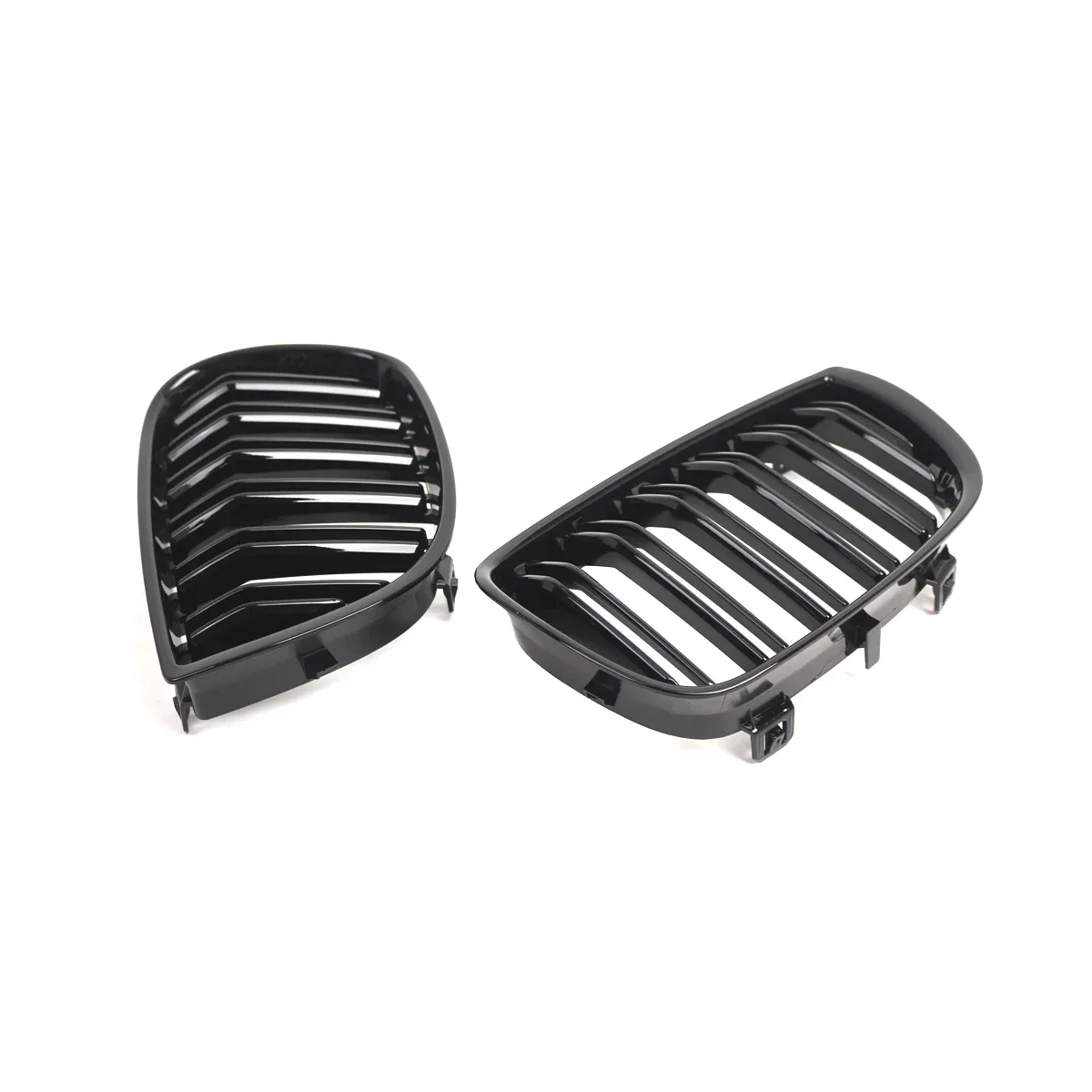 For BMW 1 Series E87 Pre LCI 2004 2005 2006 2007 Pair Car Front Bumper Kidney Grille Gloss Black Double Line Sport Grill Replace