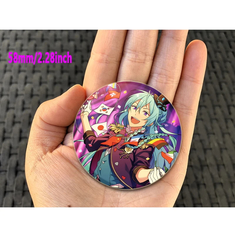 Wataru Hibiki Eichi Tenshouin Tori Himemiya Pin untuk ransel bros plastik bulat hadiah lencana tokoh kartun kreatif