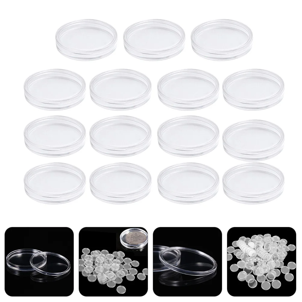 50Pcs Acrylic Coin Collection Protection Box Transparent Plastic Organizer Display Case for Coins Medals Collectibles