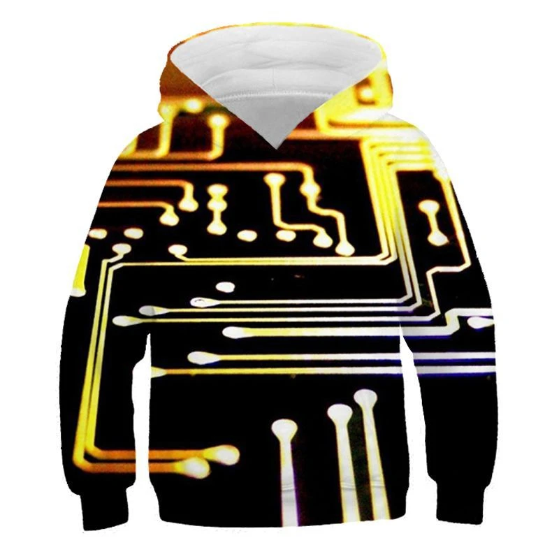 Creative Electronic Chip 3D Printing Hip Hop Men's Hoodies Harajuku Fashion Men's And Women's Party Sweatshirt Oversized Hoodie