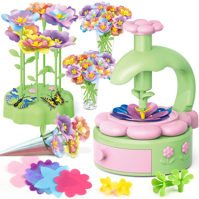 Flower Bouquets Toys DIY Craft Kits Toys for Kids Handmade Flowers Market Toy Girls Christmas Birthday Gift