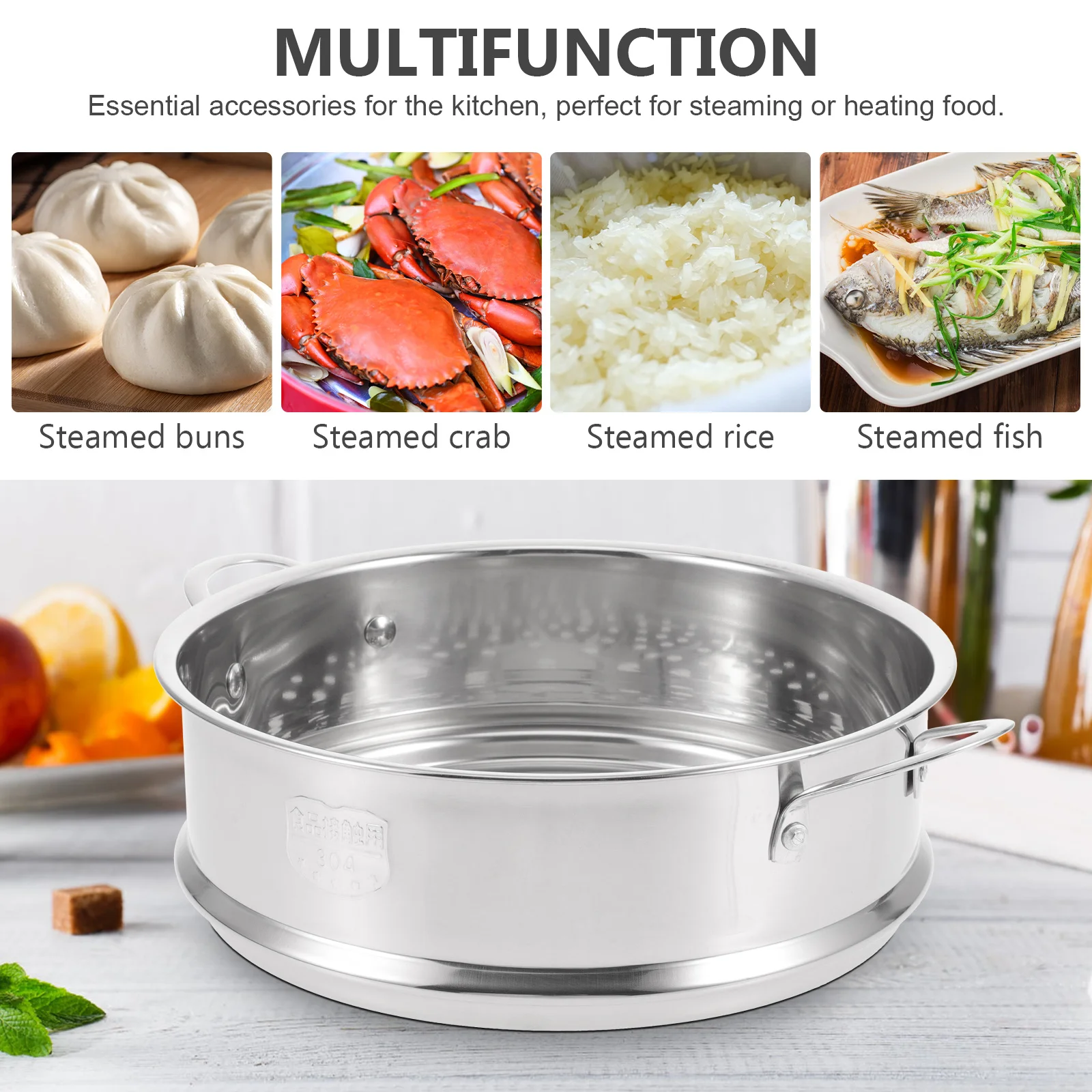 

Stainless Steel Steamer Grid 20 Cm Handle Bun Food Basket Kitchen Cookware Eco Friendly Multi Vent Hole Evenly