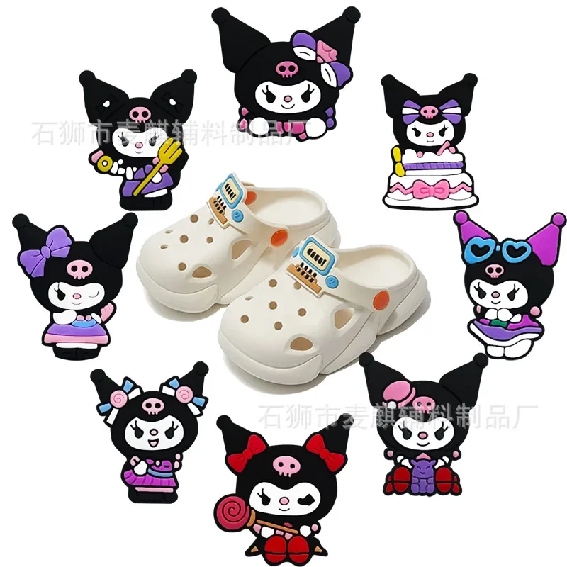 9Pcs/set New Sanrio Kuromi LED Accessories Shoe Charms Buckle Set Cartoon Cinnamoroll Melody Pochacco Kawaii DIY Charm Gift