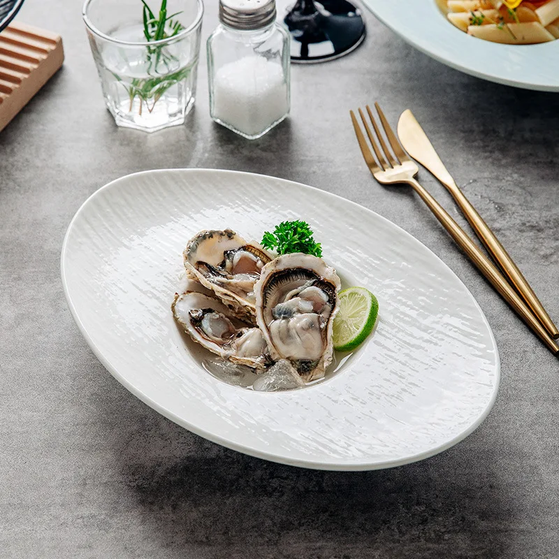 

Oval Hat Shape Pasta Plate Large Salad Bowl Western Restaurant Dishware