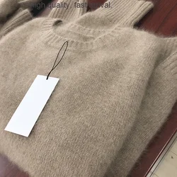 Winter Autumn and Korean New Soft Glutinous Brown Raccoon Velvet Pullover Women's round Neck Wool Sweater Top