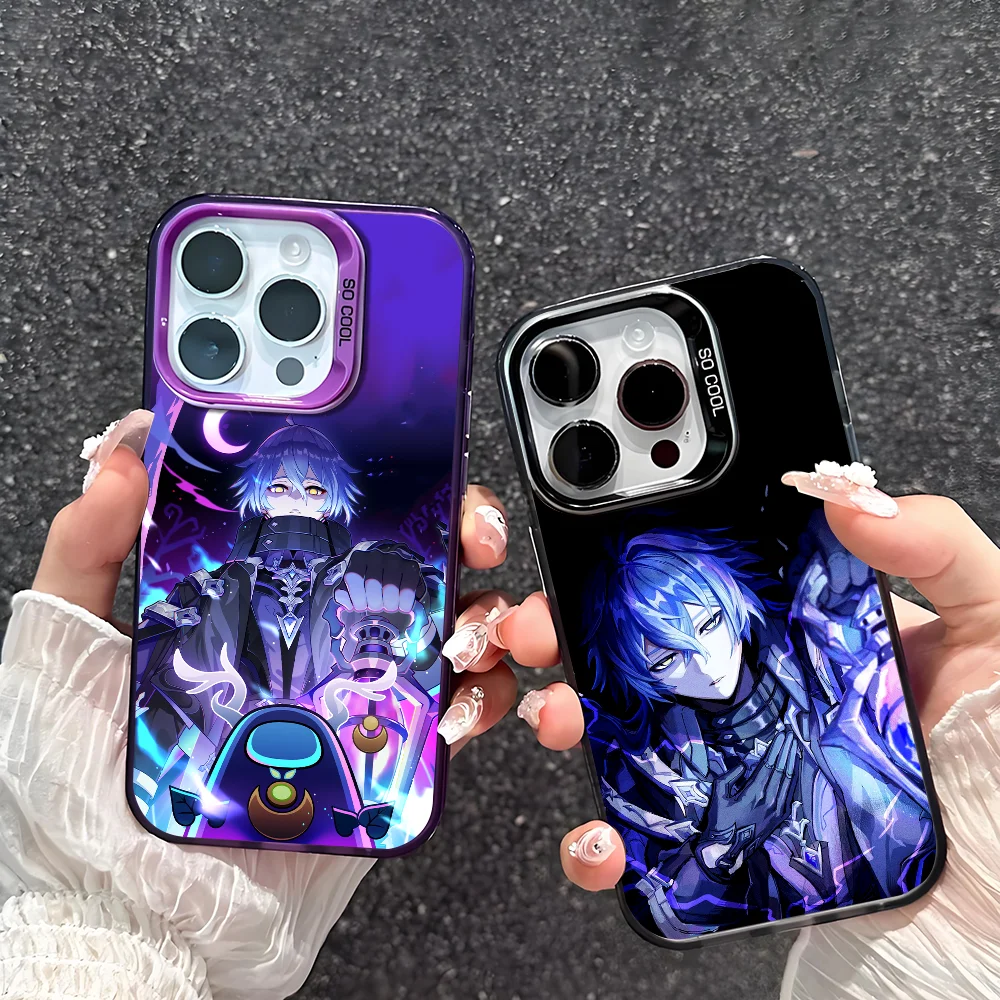 

Hot Game Genshin Impact Flins Phone Case For IPhone 17 16 15 14 13 12 11 Pro Max Plus Mini IMD Color Silver Shell