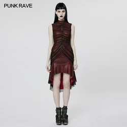 PUNK RAVE Women's Gothic Surface Mesh Slim Fishtail Style Sexy Dress Mysterious Beauty  Summer Clothing for Women