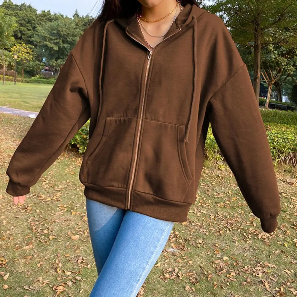 Sudadera con capucha de gran tamaño para mujer, cárdigan con capucha, sudaderas grises, ropa lisa con cremallera, sudaderas con capucha de otoño,