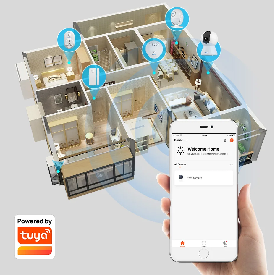 KERUI Wireless Indoor PTZ Camera 5MP/8MP Smart IP Camera Work with Tuya Video Surveillance Camera Home Security Google Assistant