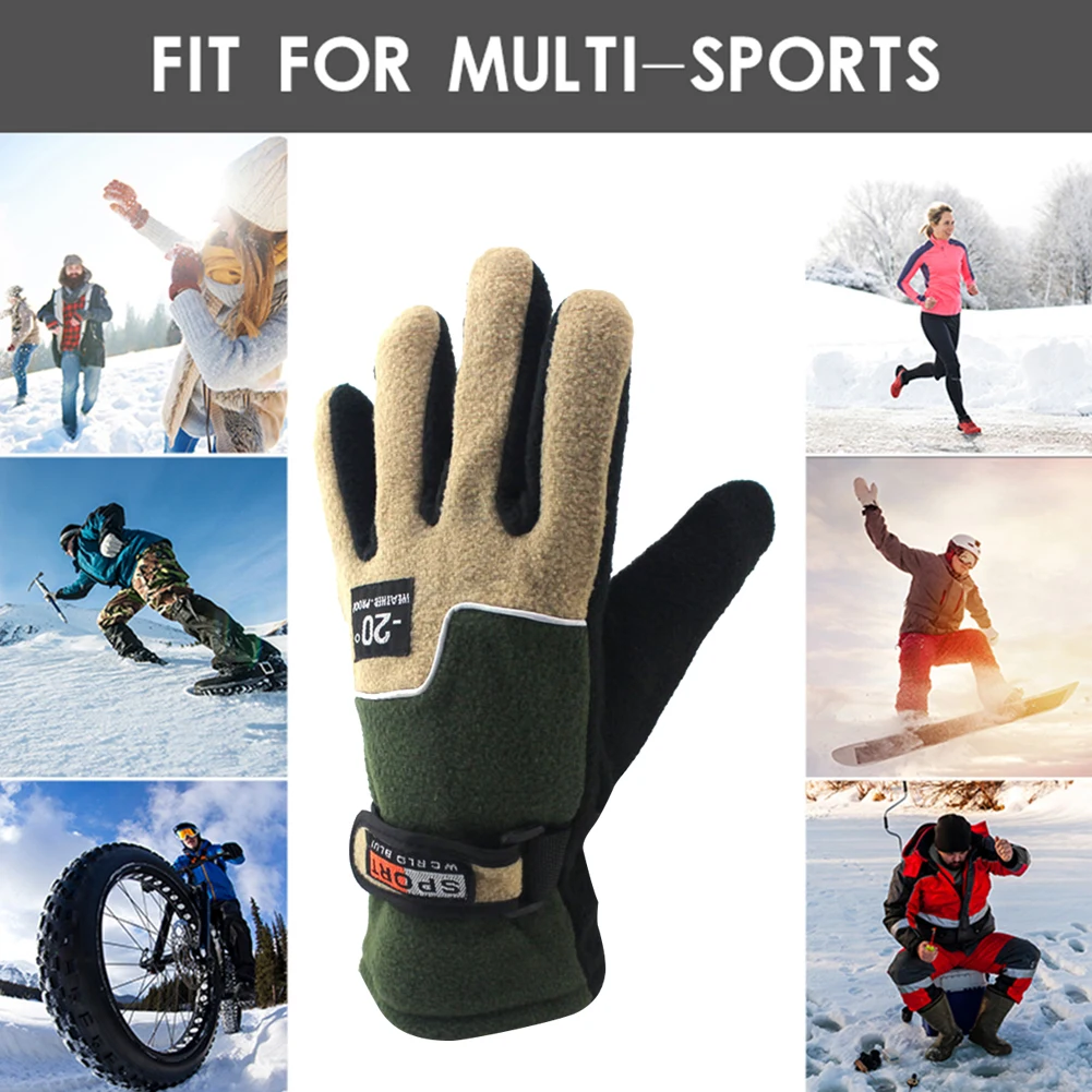 شتاء دافئ الصوف قفازات التزلج وركوب الخيل في الهواء الطلق يندبروف عدم الانزلاق دراجة نارية قفازات تنفس دراجة كهربائية القفازات كامل الاصبع