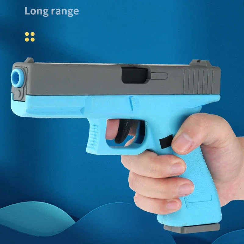 Glock-pistola de juguete de concha de tiro, juguete de bala suave colgante, automática, rebore, manual, alimentación de revistas, juguete para niños