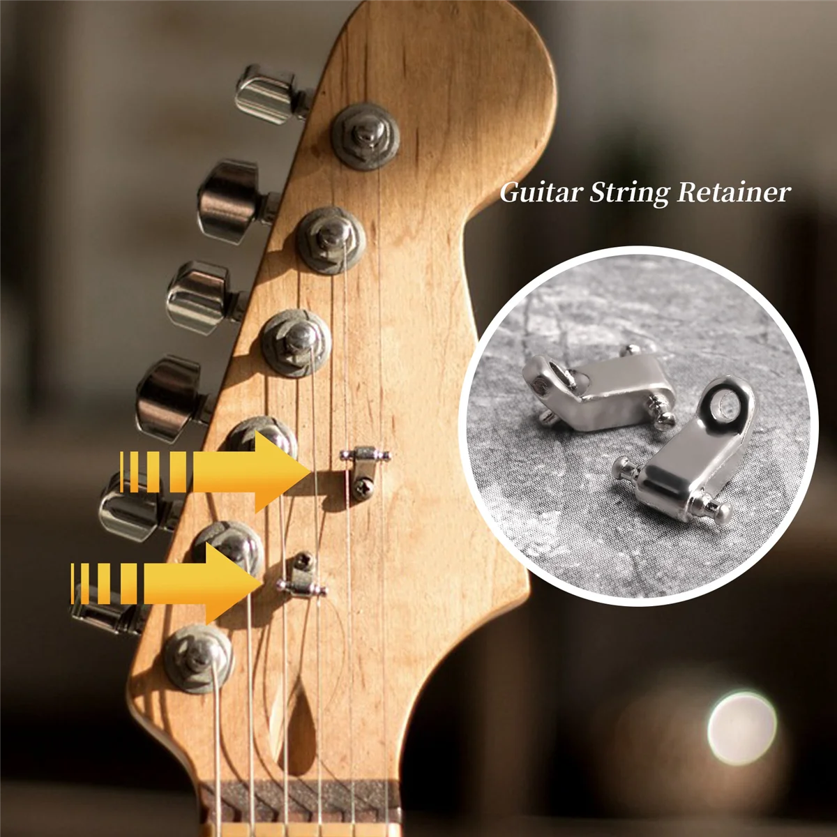 High-end A Set 2 Pcs Electric Guitar Roller String Tree String Retainer - Silver