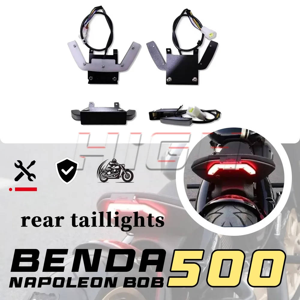 For BENDA NapoleonBOB 500 Modified Seat Rear Taillight Flowing Light Turn Signal License Plate Side Bracket
