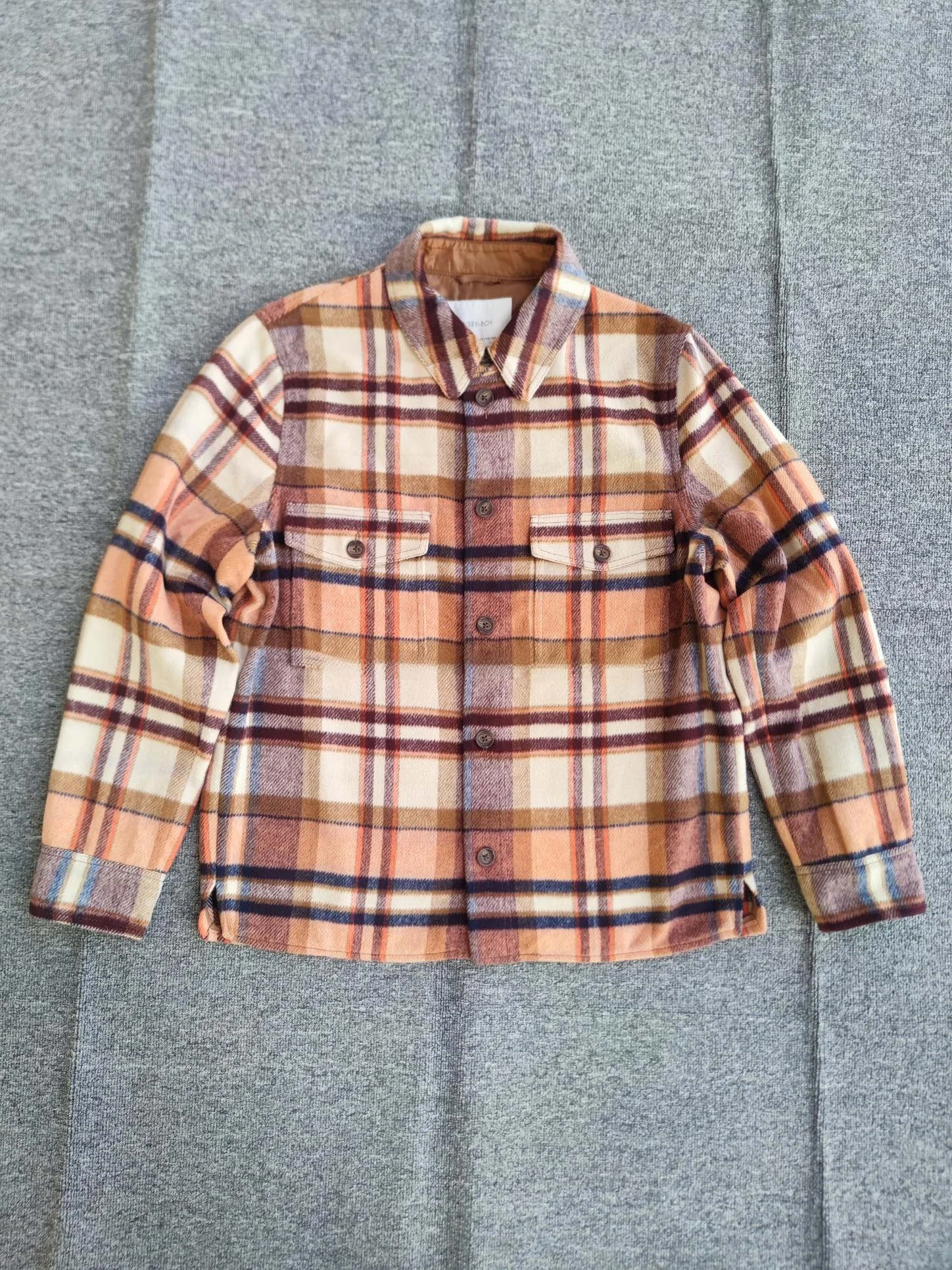 

Trendy Plaid irt Jaet for Men Autumn Winter Large Size Loose Fit Polyester Casual Wear Resistant Deformation Long Sve ...