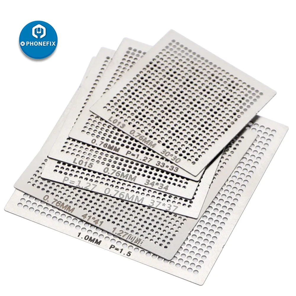 Kit BGA Reballing Stencil Universale di Alta Qualità 18pcs 0.3/0.35/0.5/0.55/0.6/0.76mm Reballing Netto per il Telefono IC Saldatura di Riparazione