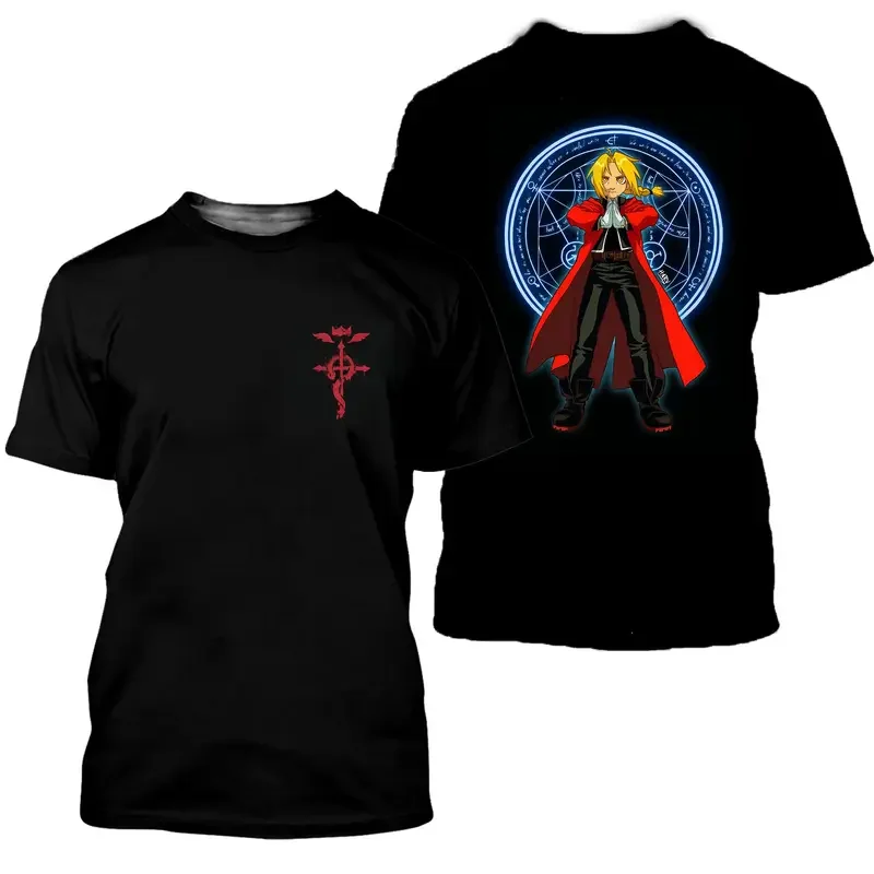 Jumeast Anime Fullmetal Alchemist Men T-shirts Edward Elric Cartoon Graphic Oversize T Shirt Unisex Japanese Fashion Clothes Top