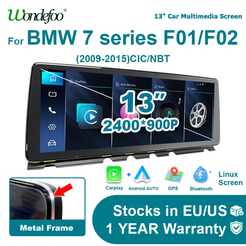 Image of 10,25" 12,5" 13" Linux-Bildschirm Android Auto Wireless Carplay Autoradio Stereo für BMW 7er Serie F01 F02 2009-2015 CIC NBT Bluetooth Autoradio Airplay Autolink Multimedia-Player 2 DIN Navigation GPS