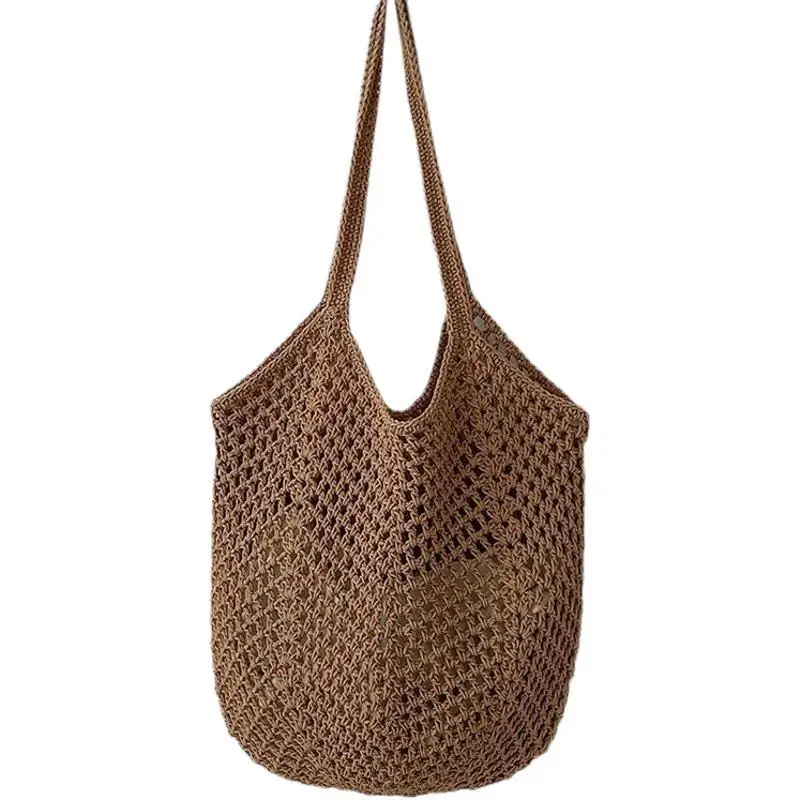 Women's Shoulder Bags Casual Straw Wicker Woven Ladies Tote Messenger Shopping  Bag Leisure Large Capacity Cotton Woven Bag view 6
