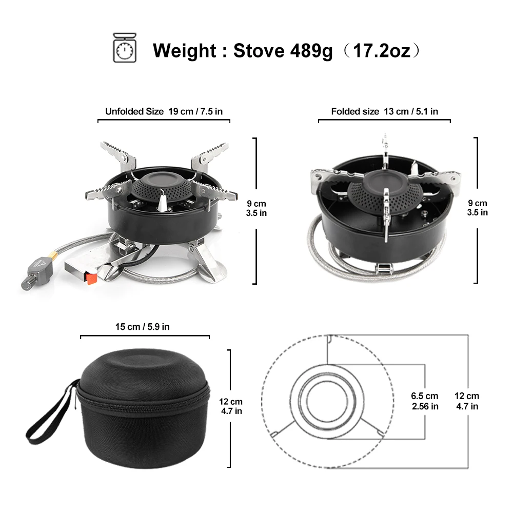 Widesea Camping 3200W Stove Foldable Gas Burner Outdoor Portable Furnace Picnic Tourist Tourism Survive Cook Supplies Big Power