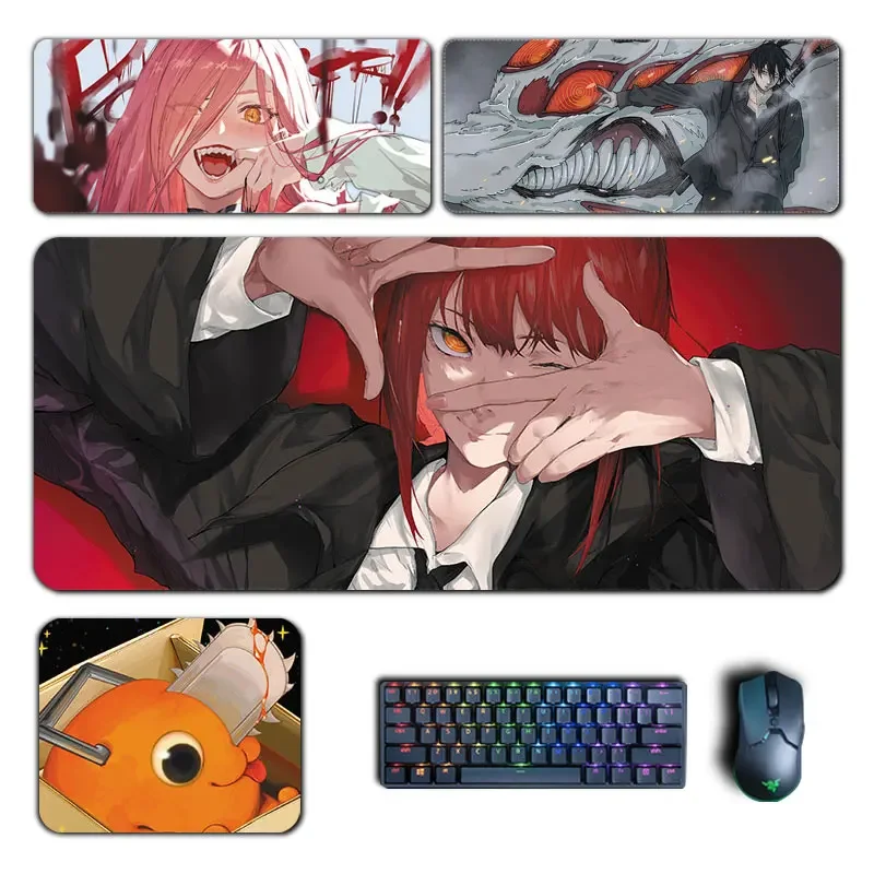 Anime Chainsaw Demon Large Mouse Pads Makima Power Aki Denji Mousepad Computer Laptop Gamer Pad PC Gaming Accessories Desk Mats