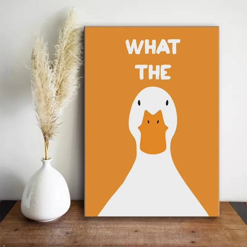 What the Duck Print Art Picture Funny Cute Animal Canvas Posters Modern Wall Painting for Bathroom Bedroom Dorm Decor