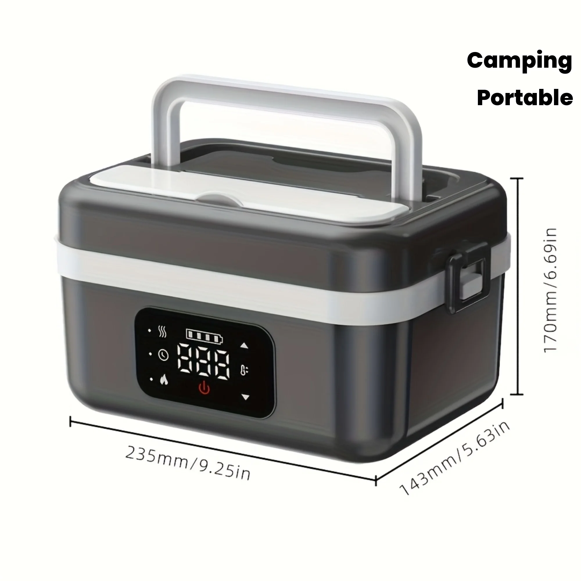 

Portable 8000mAh rechargeable stainless steel liner insulated lunch box, a must-have camping electric lunch box for back school