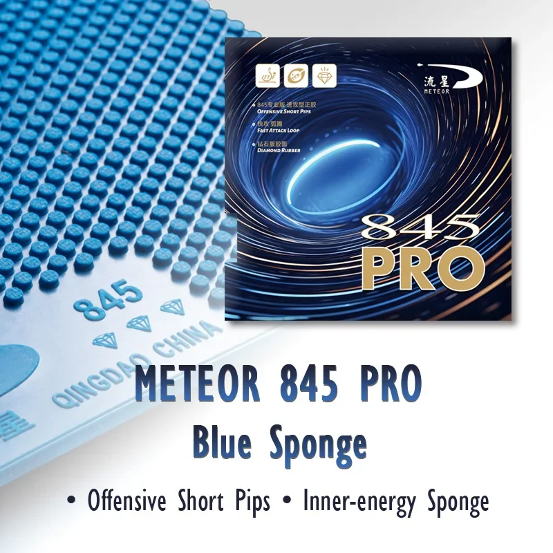 METEOR 845 PRO Blue Sponge Table Tennis Rubber Fast Attack Offensive Short Pips-out Inner-energy Ping Pong Sponge