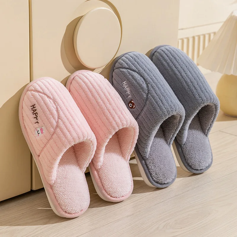 Winter Plush Slippers for Women & Men - Cozy Couple House Shoes, Non-Slip Indoor Slides with Warm Fleece Lining for Home