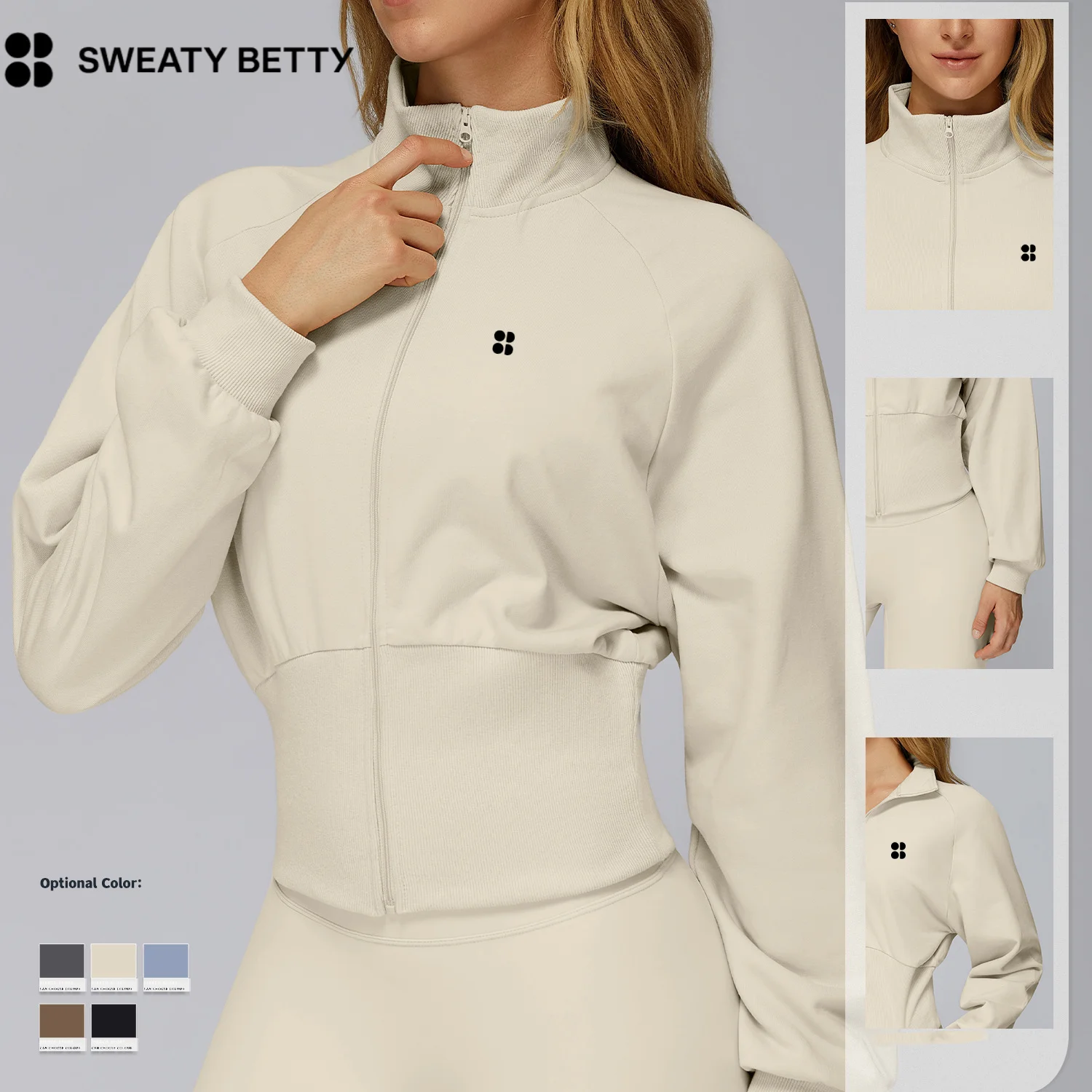 

Sweaty Betty осень/зима женская толстовка-стойка ветрозащитная теплая толстовка на молнии универсальная свободная спортивная куртка для бега на открытом воздухе