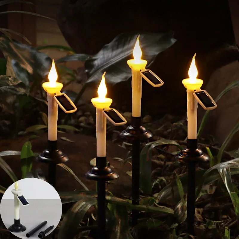 

1/2/4/6/8PCS Outdoor Solar Garden Light Ghost Festival Christmas Candle LED Ground Plug Light Garden Decorative Lawn Light