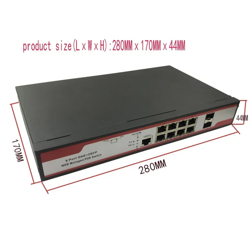 8 port 1000M industrial managed switch POE switch 10/100/1000M 2SFP ndustrial grade switch network VLAN 192.168.0.1 web managed