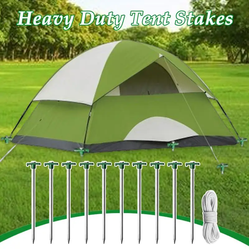 Ground Stakes Heavy Duty 10PCS Camping Stakes Heavy Duty Camping Tent Stakes Non-rust Tent Spikes For Decorations Camping Patio