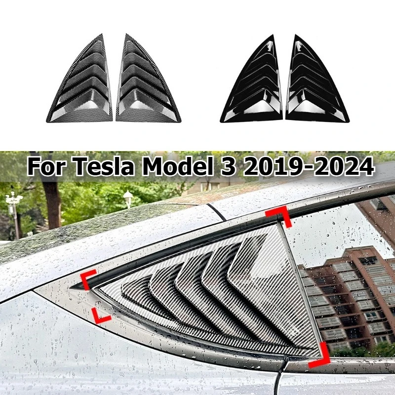 

for Tesla Model Y Model 3 Highland 2019-2024 Rear Side Window Shutter Cover Trim Stylish Look Triangle Louver Modified