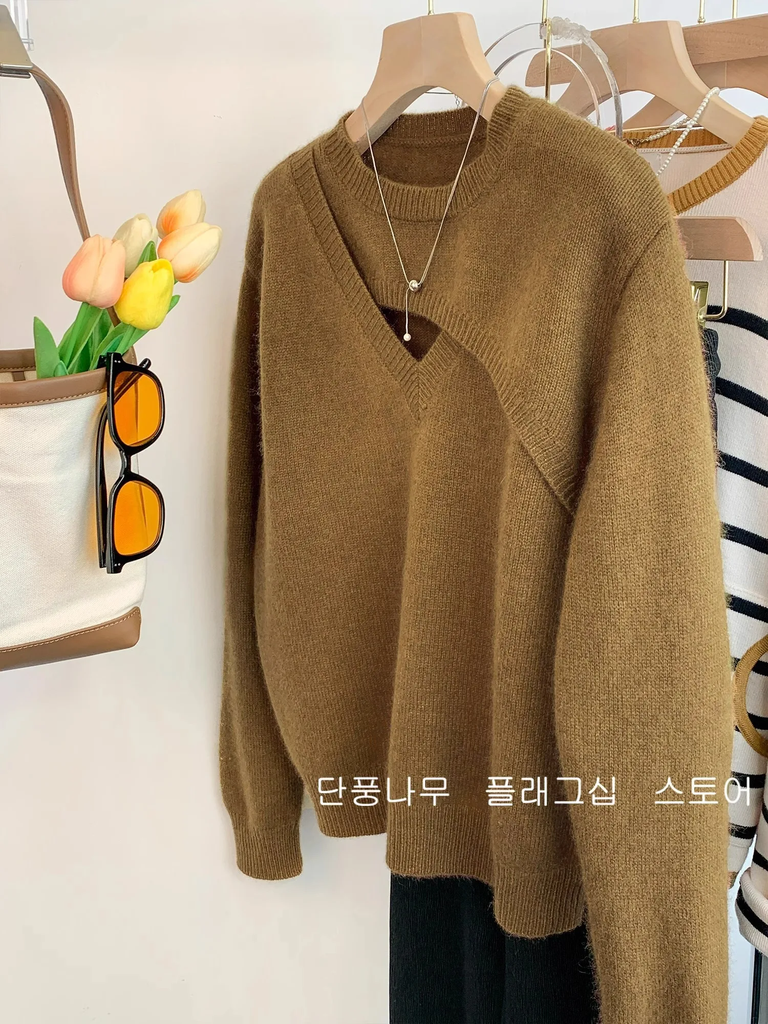 2024 Sexy Knitted Rib Line Crop Sweater Vintage Spliced Buckle O-neck Slim Knitwear Full Long Sleeve Pullovers Skinny Jumper