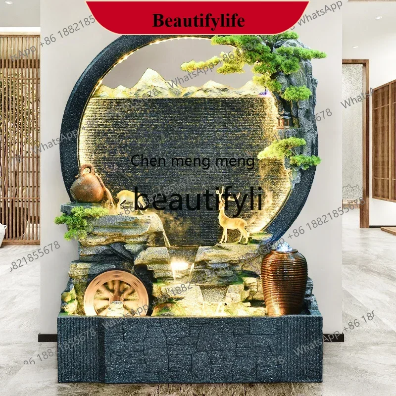 

D178 Water curtain wall, running water screen, living room landscape circulation, water rockery, fountain, feng shui wheel land