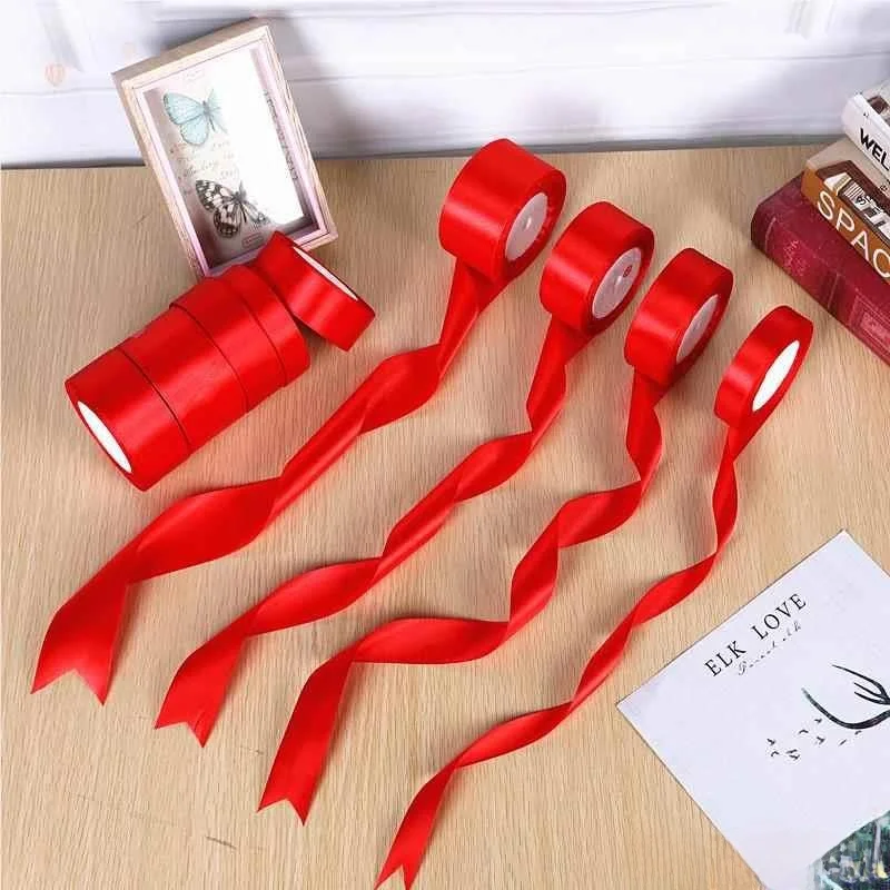 

Красная шелковая лента для украшения свадебных автомобилей, атласная лента для бантов, аксессуары для домашнего шитья и рукоделия, китайский бренд Fing Va...