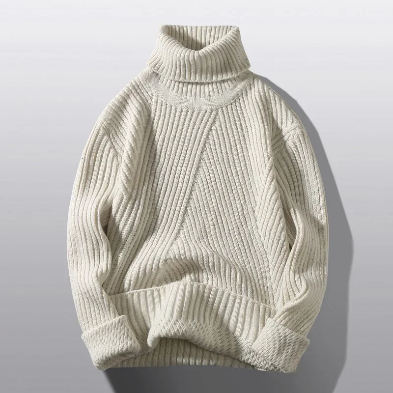 2024 Autumn Winter Turtleneck Sweater Men's Knitting Pullovers Knitted Sweater Thicken Warm Men's Jumper Slim Fit Casual Sweater