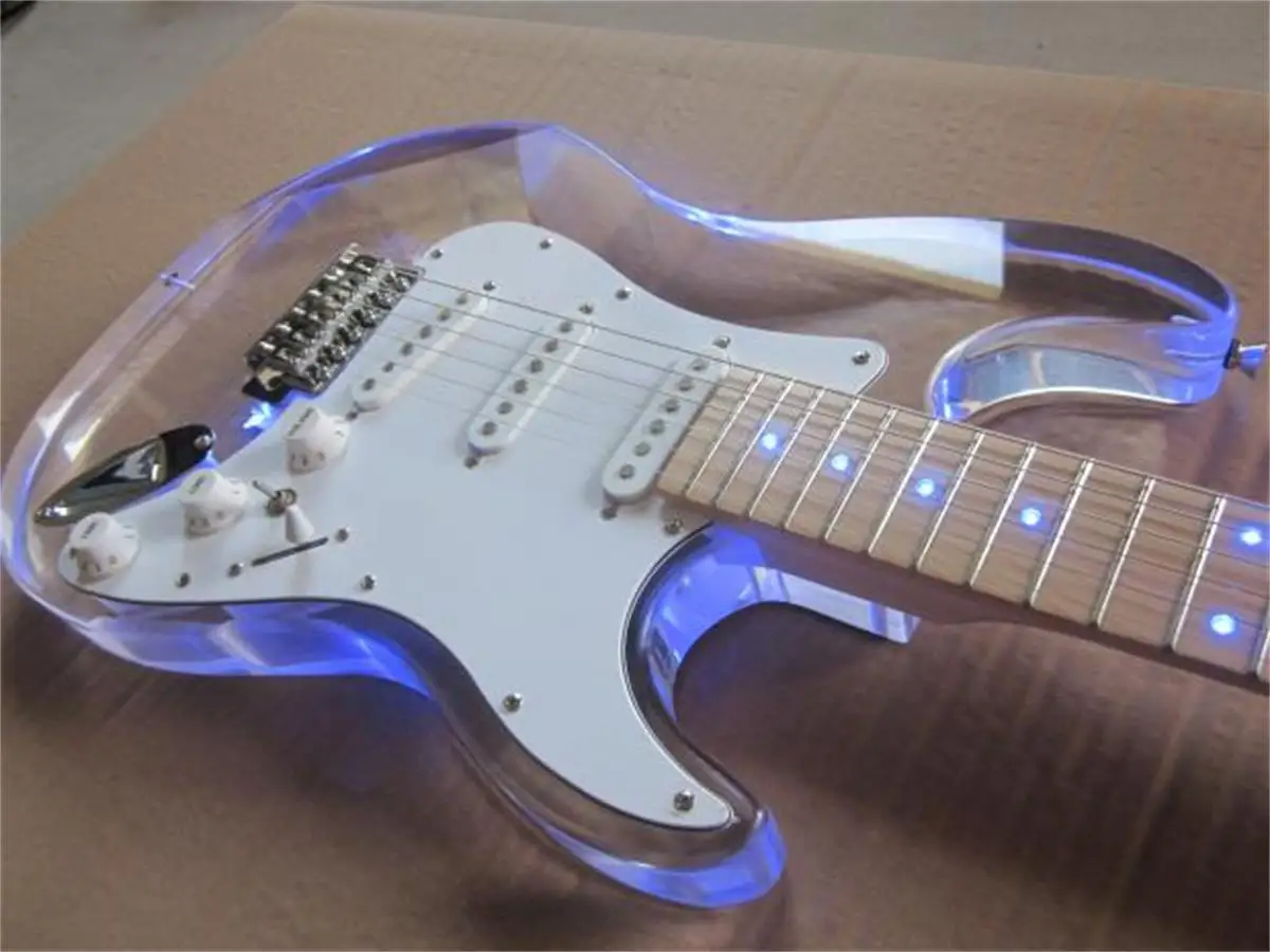 New Electric Acrylic/With RED Light/Electric Guitar Beginner