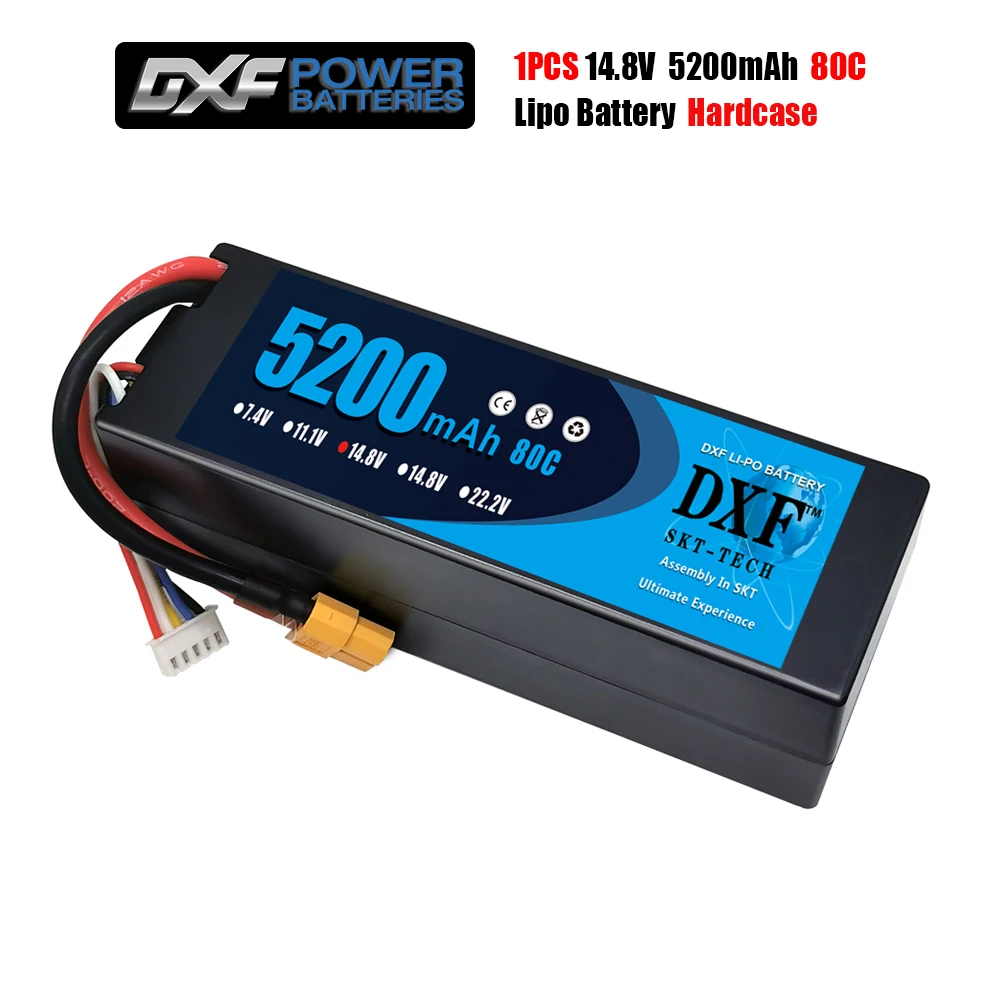 DXF 2S 3S 4s batteria Lipo 14.8V 11.1V 7.4V 5200mAh batteria serie Racing custodia rigida per RC Car Truck Evader BX Truggy 1/10 Buggy