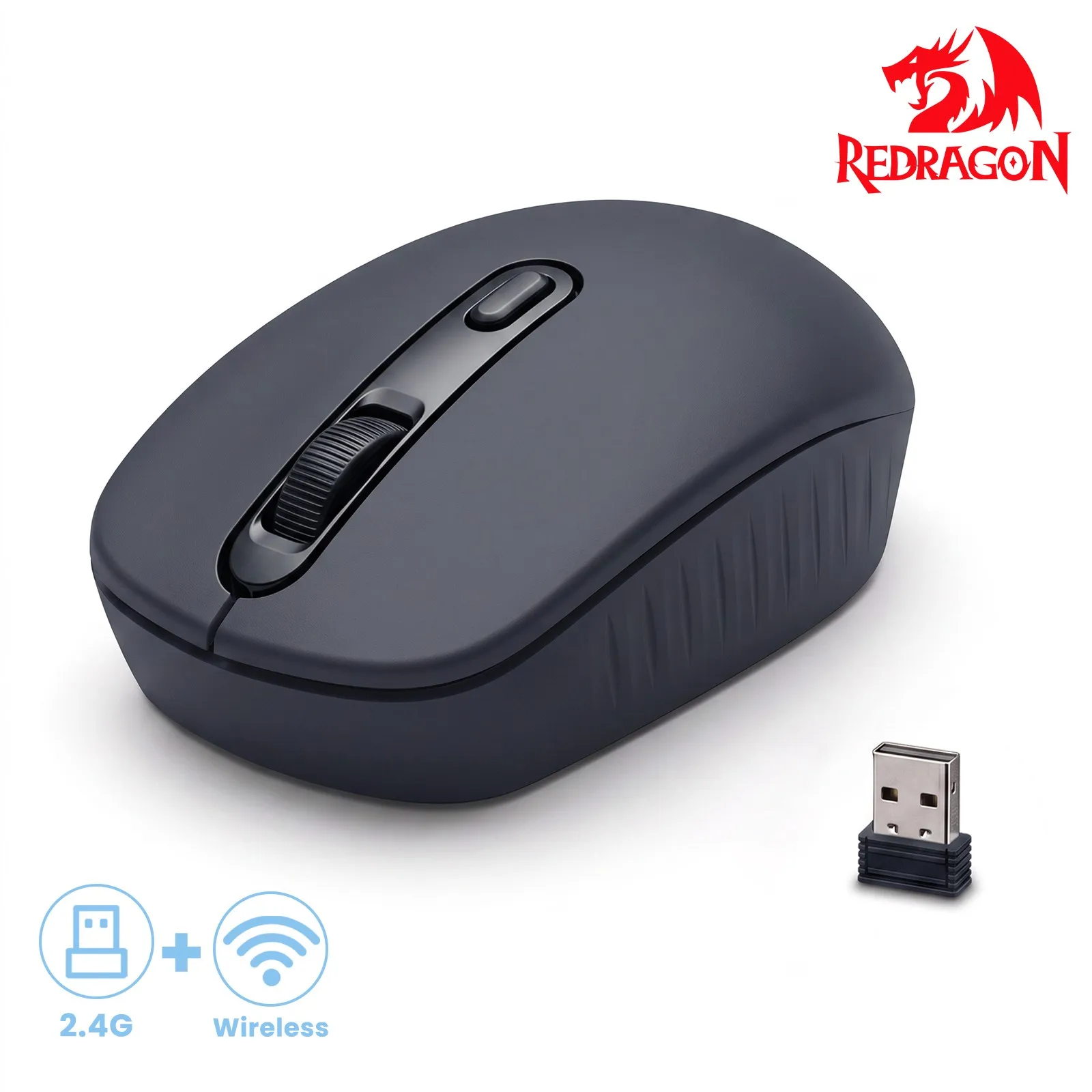 Redragon Dual-Mode Wireless Mouse, 2.4G & BT, 4000 DPI Silent Click Ergonomic Portable Mice for Laptop PC