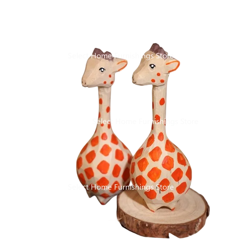 

Suitable for Giraffe Handmade Wood Carving Small Ornament Office Computer Desktop Decoration Cute Cartoon