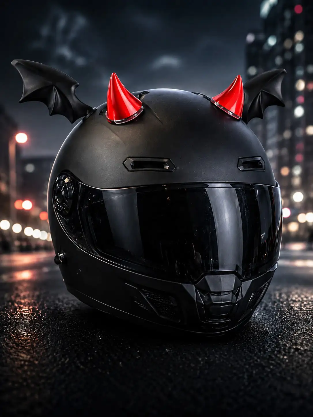4Pc 3D Devil Horn Bat Wing Motorcycle Helmet Decorations Demon Cosplay Accessories for Motorbike Scooter Riders